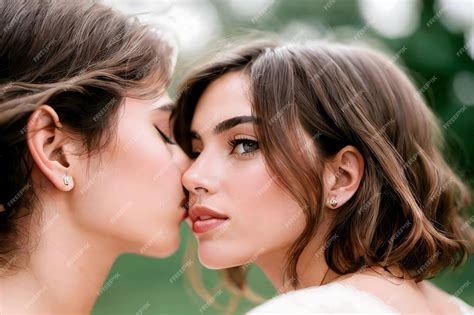 beautiful woman on woman photos kissing